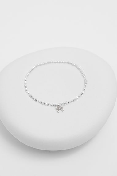 Simply Silver Sterling Silver 925 Bow Charm Stretch Bracelet