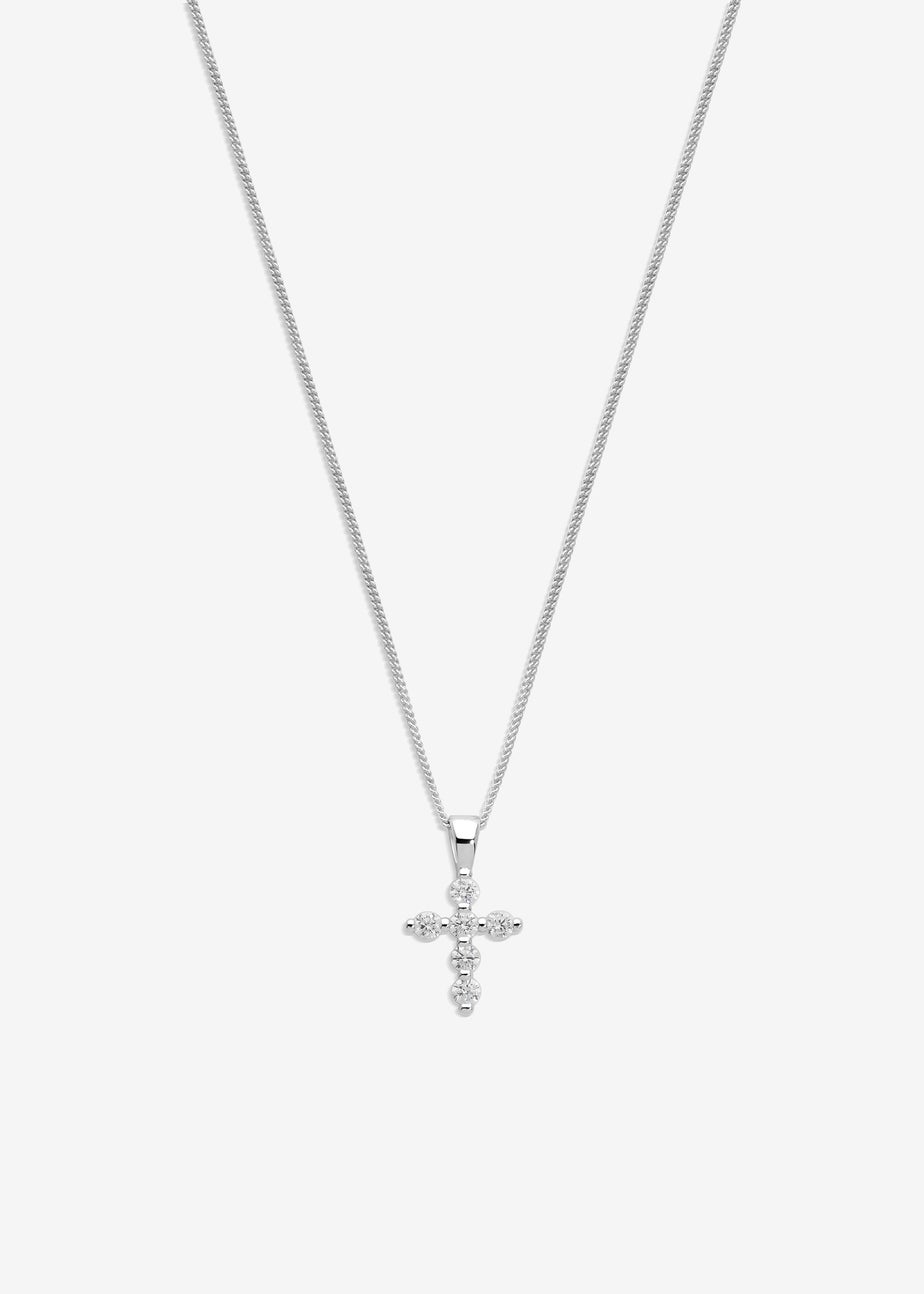Simply Silver Sterling Silver 925 Cubic Zirconia Mini Cross Pendant