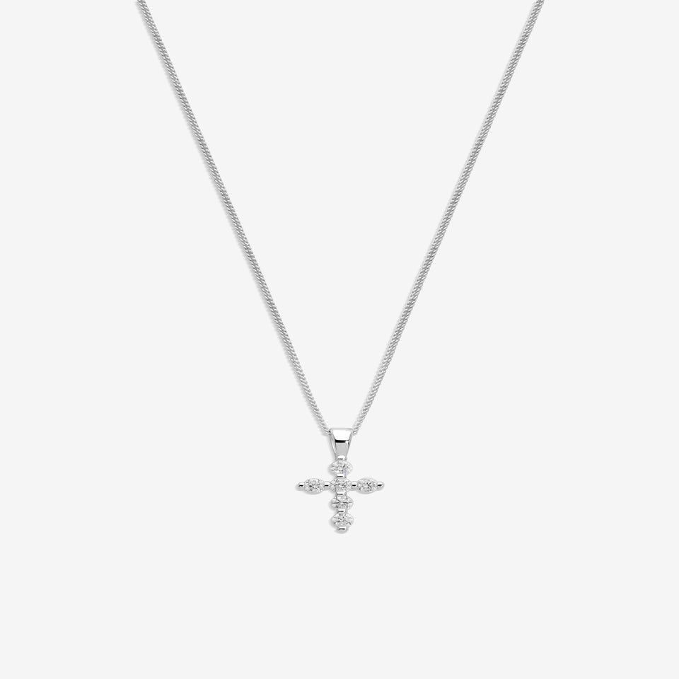 Simply Silver Sterling Silver 925 Cubic Zirconia Mini Cross Pendant