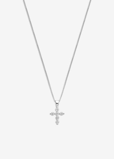 Simply Silver Sterling Silver 925 Cubic Zirconia Mini Cross Pendant
