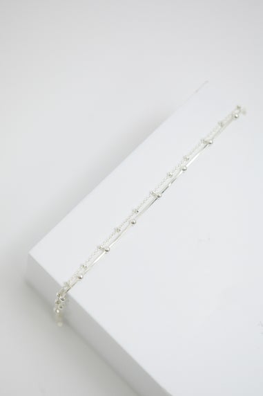 Simply Silver Sterling Silver 925 Polished Double Row Ball Chain Bracelet