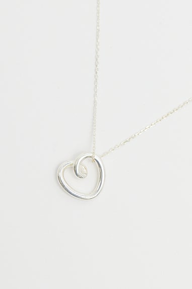 Simply Silver Sterling Silver 925 Swirl Open Heart Necklace