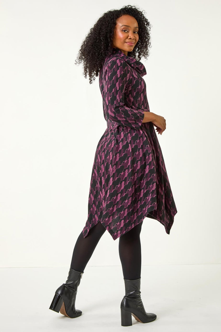 Robe Purple Imprimée Damas Jack - Taille 4, Ligne A, Avec Poches, Occasion Excellente état