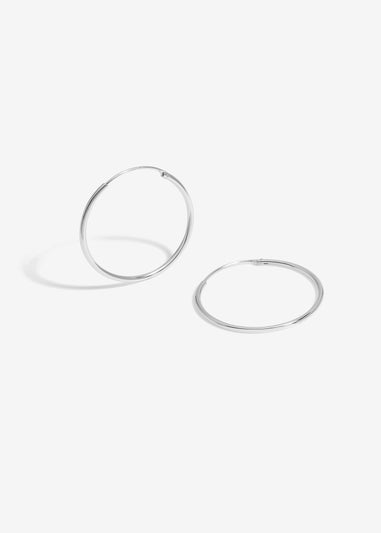 Simply Silver Sterling Silver 925 Polished Medium Sleeper Hoop Earrings