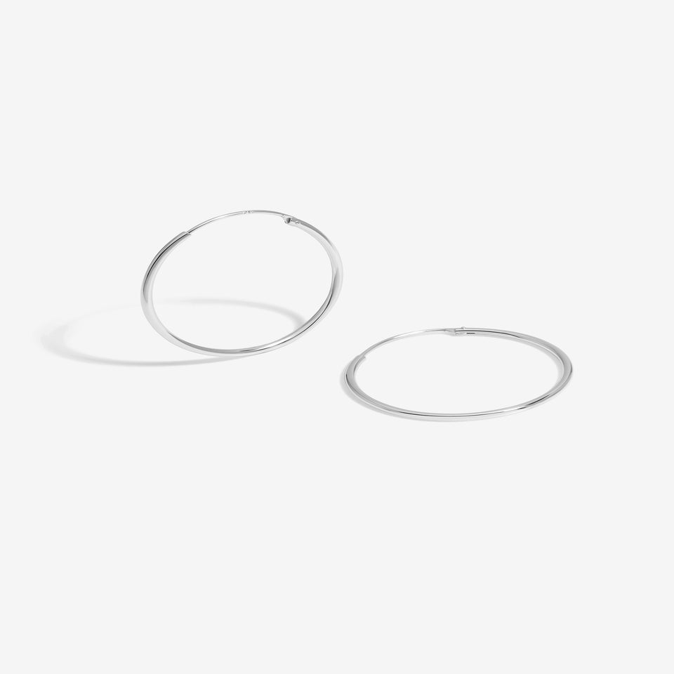 Simply Silver Sterling Silver 925 Polished Medium Sleeper Hoop Earrings