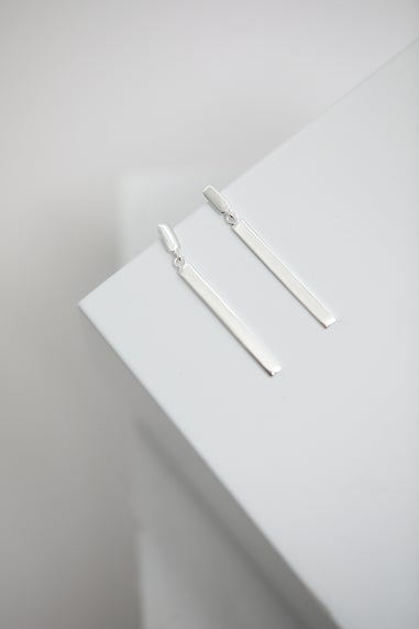 Simply Silver Sterling Silver 925 Polished Sleek Stick Drop Earrings