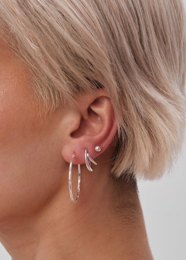 Simply Silver Sterling Silver 925 Fine Diamond Cut Hoop Earrings