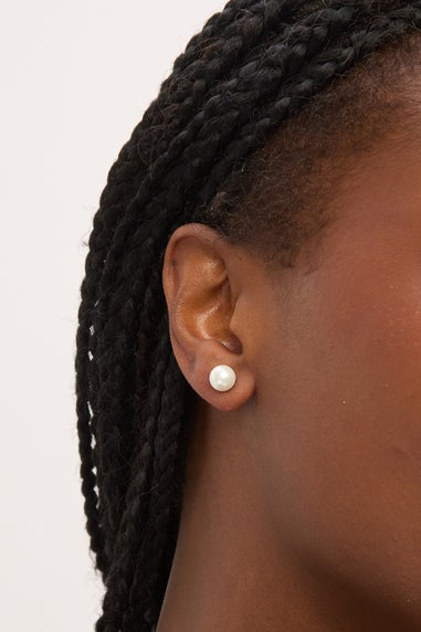 Sterling Silver 925 Pearl Stud 8mm Earrings