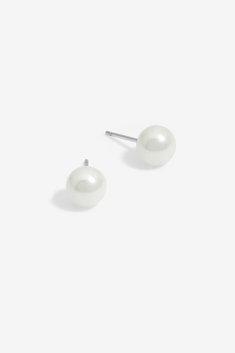 Sterling Silver 925 Pearl Stud 8mm Earrings