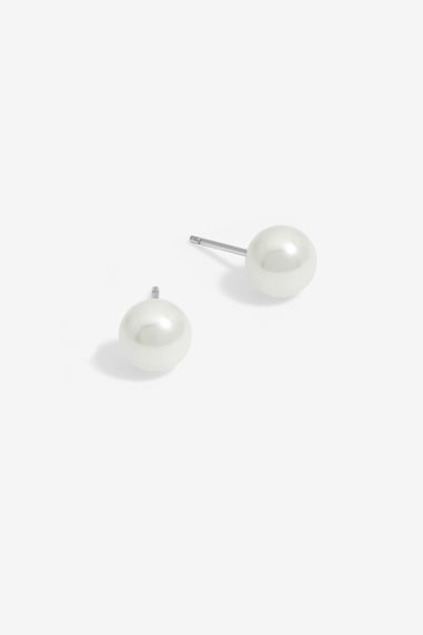 Sterling Silver 925 Pearl Stud 8mm Earrings