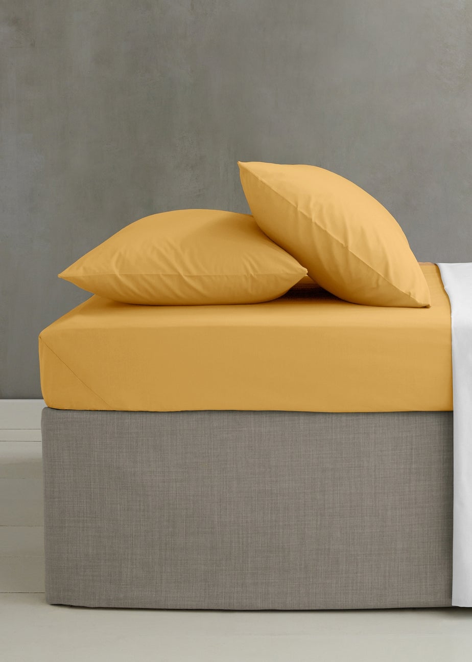 Catherine Lansfield Easy Iron Percale Standard Pillowcase Pair Yellow