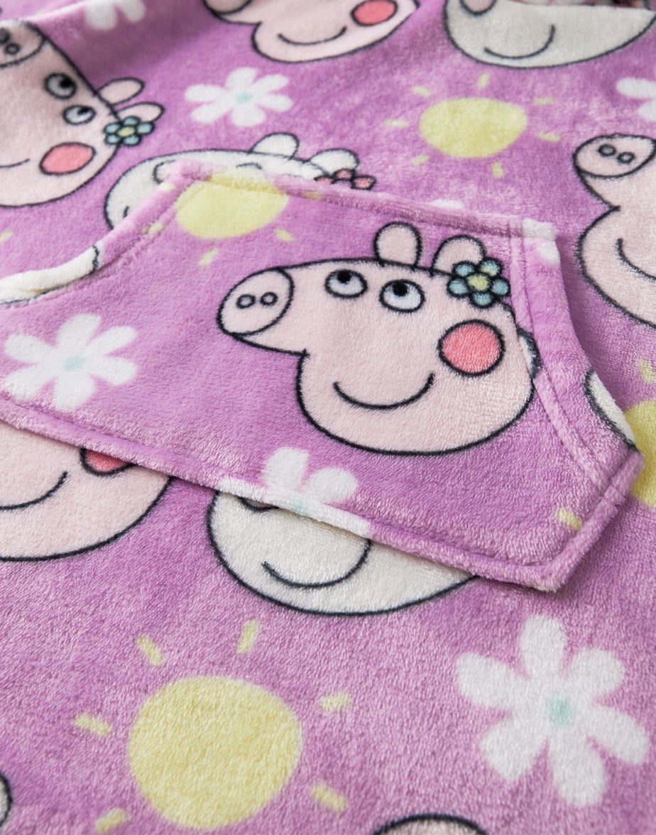Peppa Pig Girls Purple Scattered Print Blanket Hoodie