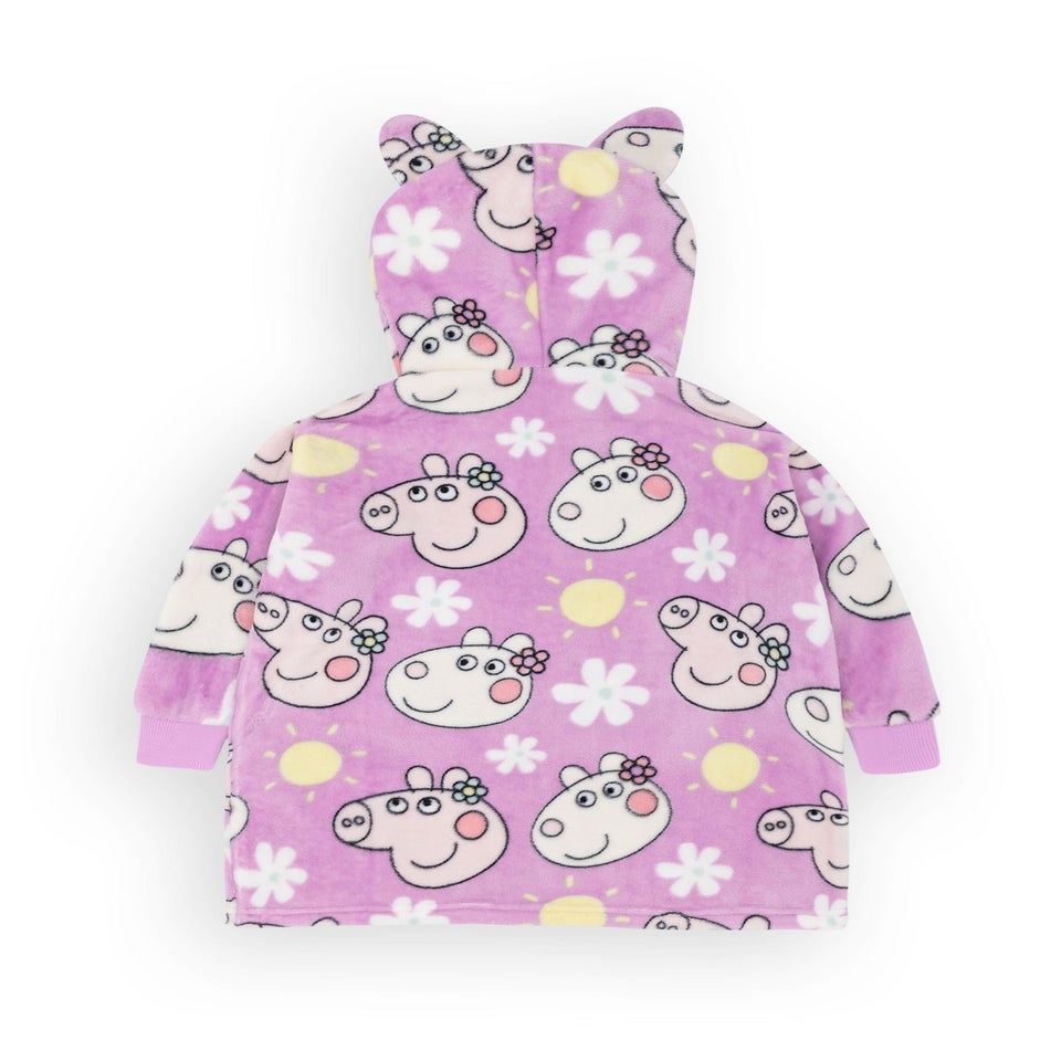 Peppa Pig Girls Purple Scattered Print Blanket Hoodie