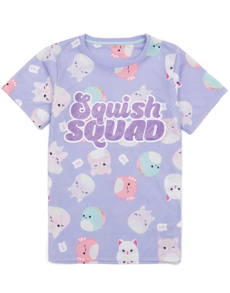 Squishmallows Kids Purple Short Sleeve Long Leg Pyjama Set (5 - 14 Years)