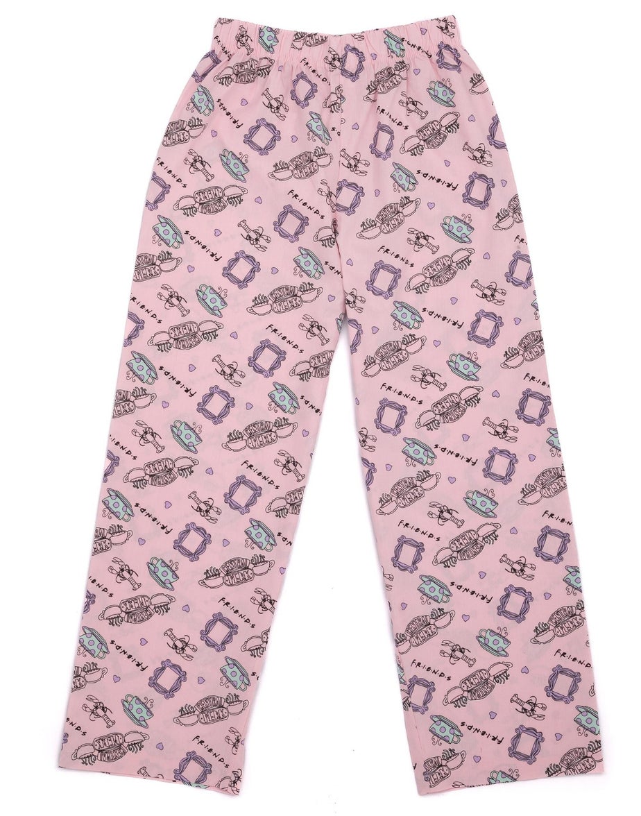 Vanilla Underground Friends Girls Pink Central Perk Logo Aop Pyjama Set (7 - 13 Years)