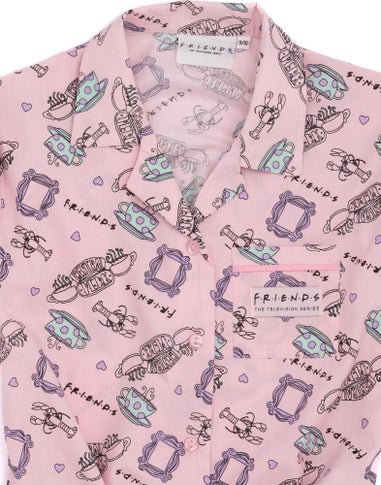 Vanilla Underground Friends Girls Pink Central Perk Logo Aop Pyjama Set (7 - 13 Years)