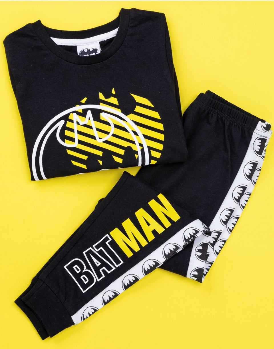 DC Comics Boys Black Stylised Batman Logo Pyjama Set (3 - 14 Years)