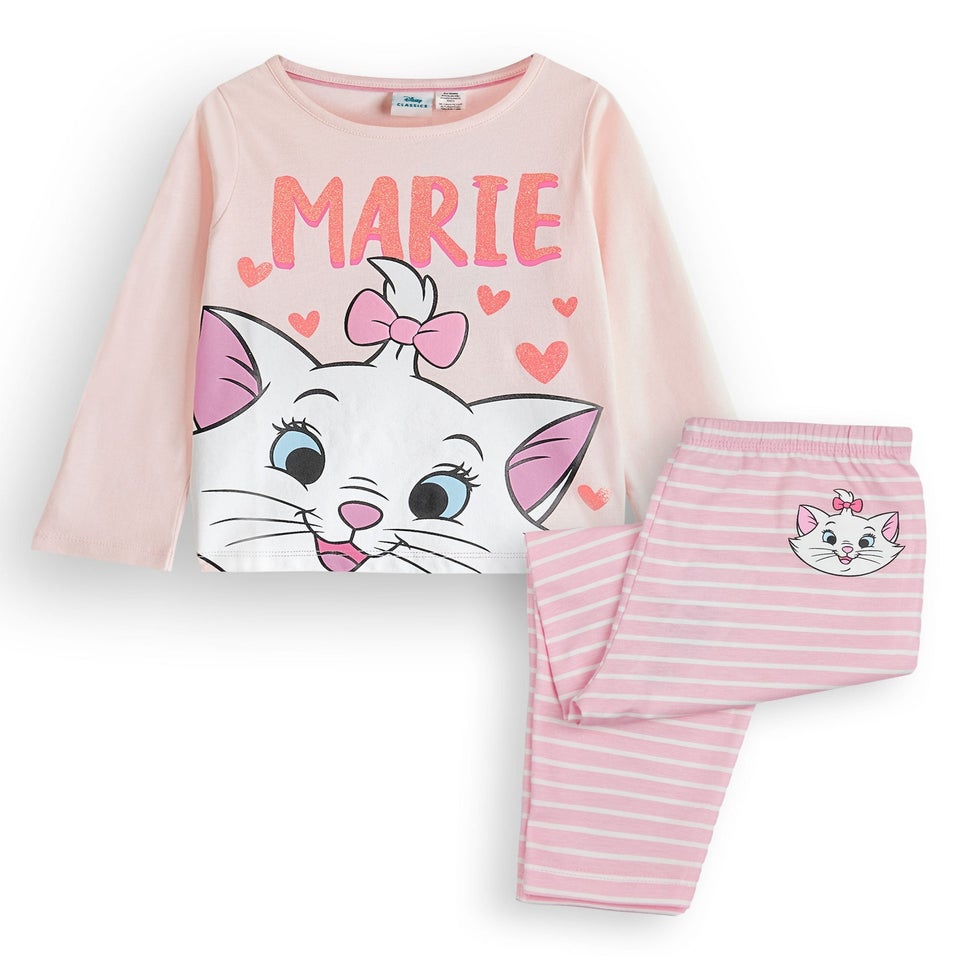 Disney Girls Pink Marie Long Sleeve Long Leg Pyjama Set (2 - 8 Years)