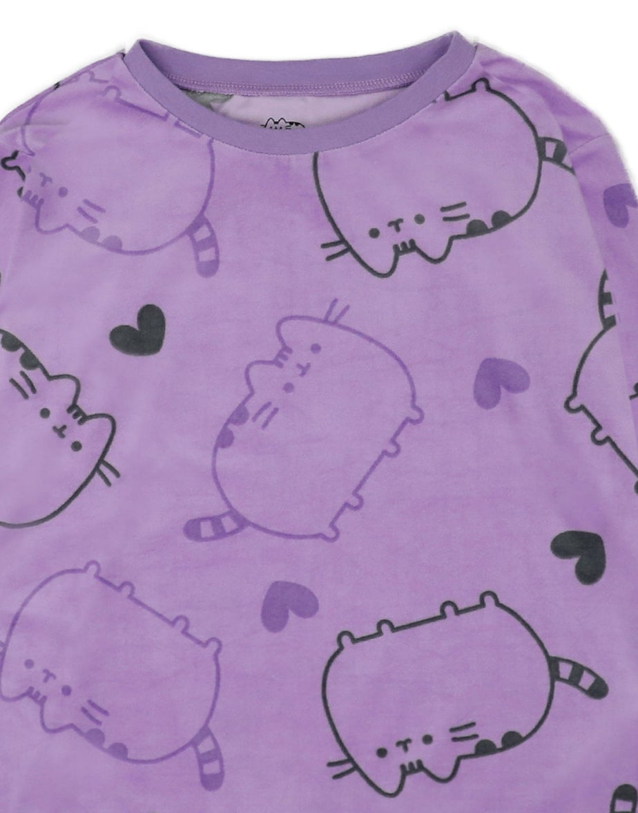 Vanilla Underground Pusheen Girls Purple All Over Print Pyjama Set (9 - 14 Years)