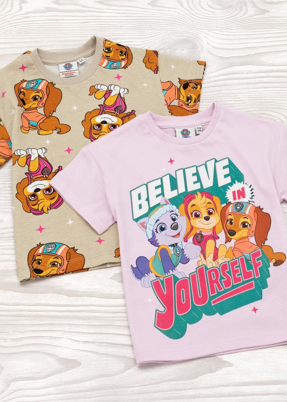 Paw Patrol Girls Multicoloured Believe In Yourself 2 Pack T-Shirts (2 - 7 Years)