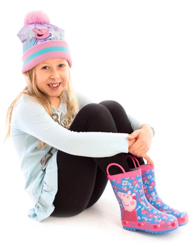 Vanilla Underground Peppa Pig Girls Blue Peppa Pig Wellington Boots with Handles (4 - 10 Younger)