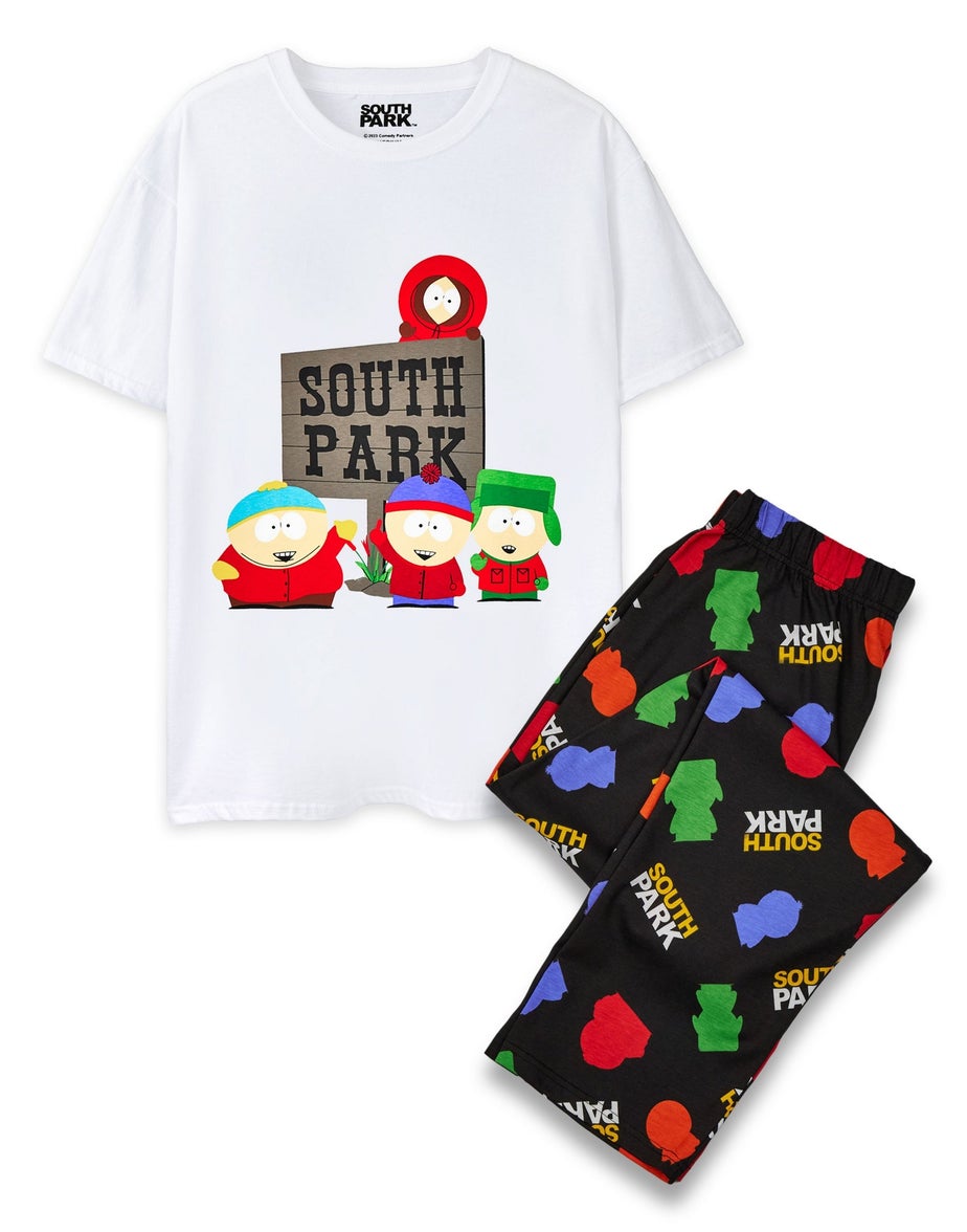 South Park Black All Over Print Bottoms Pyjama Set