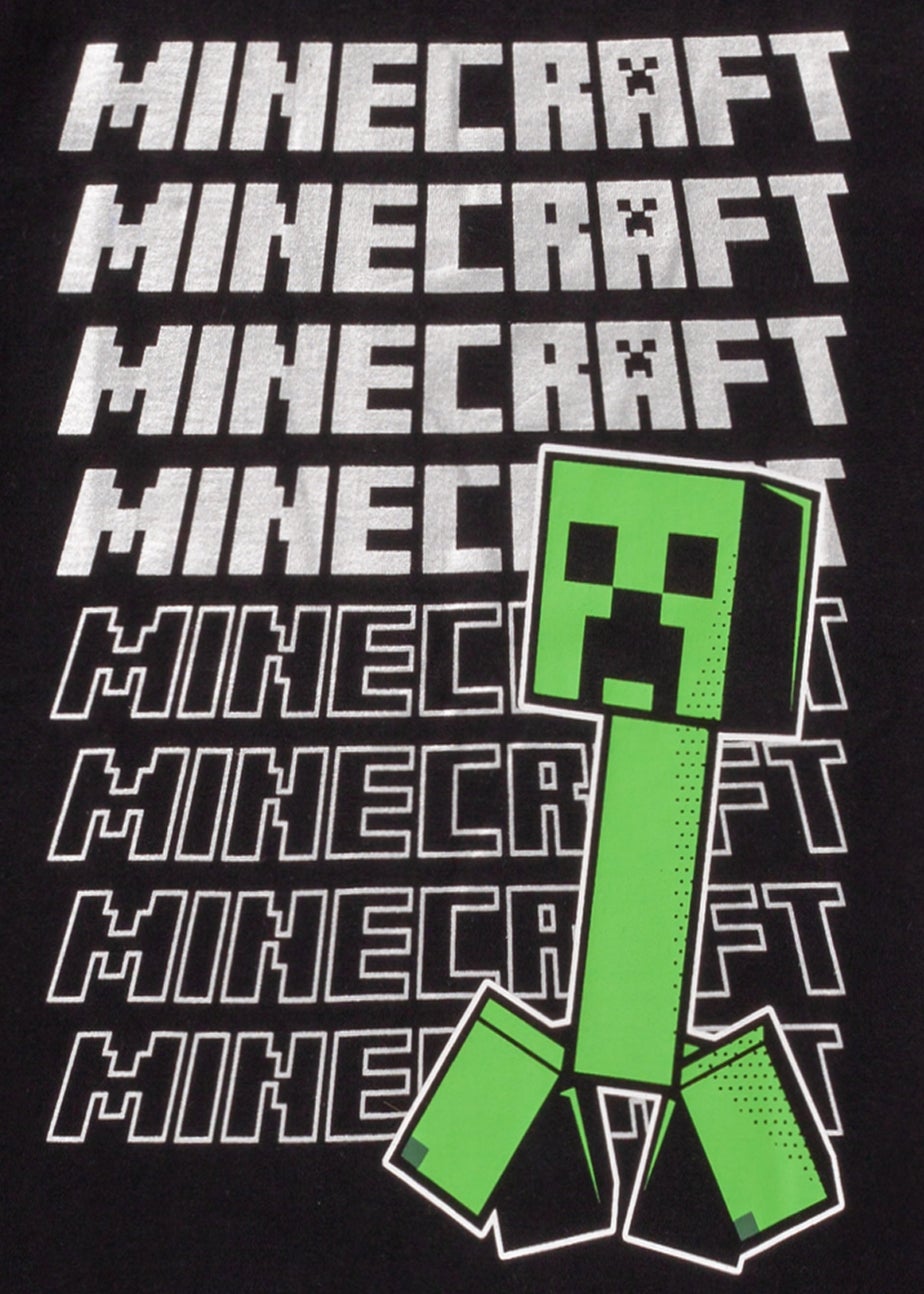 Minecraft Boys Black Creeper & Logo Short Sleeved T-Shirt (5 - 14 Years)