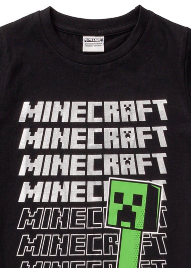 Minecraft Boys Black Creeper & Logo Short Sleeved T-Shirt (5 - 14 Years)