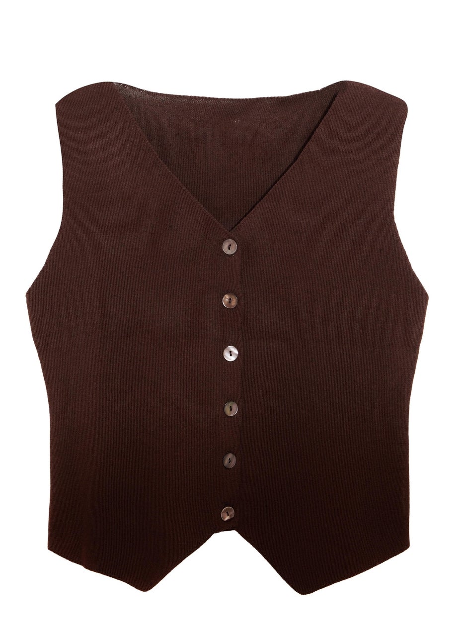 Quiz Brown Knitted Waistcoat