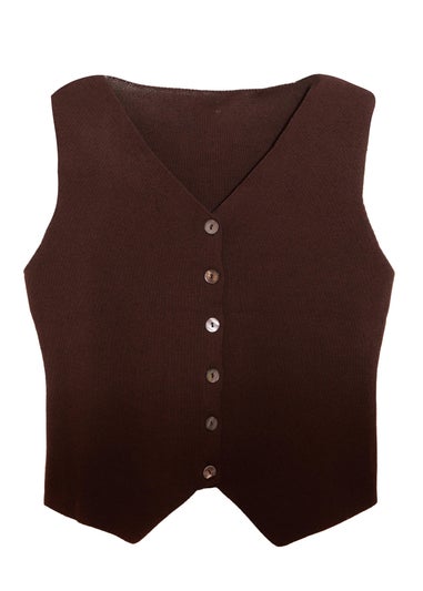 Quiz Brown Knitted Waistcoat