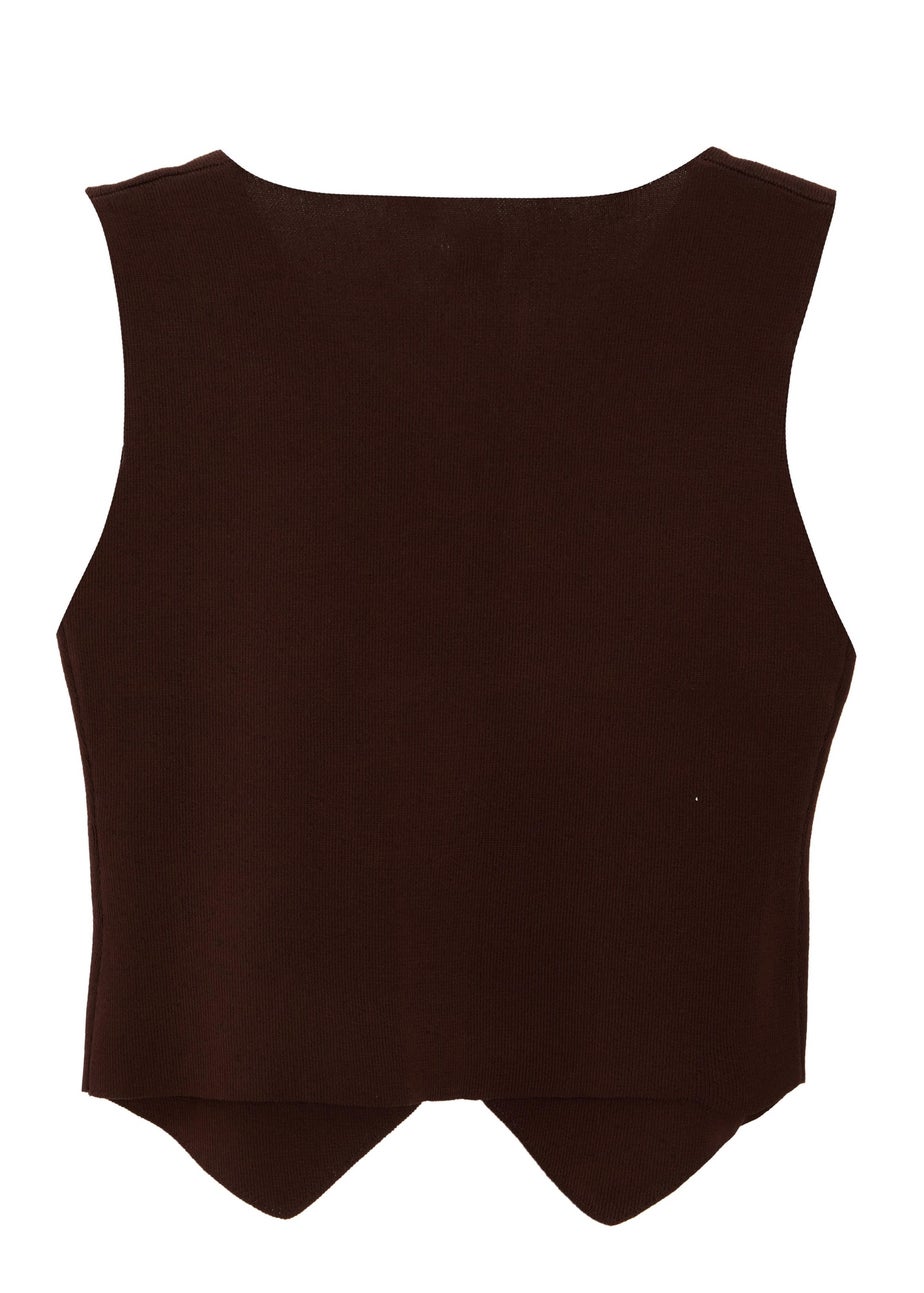 Quiz Brown Knitted Waistcoat