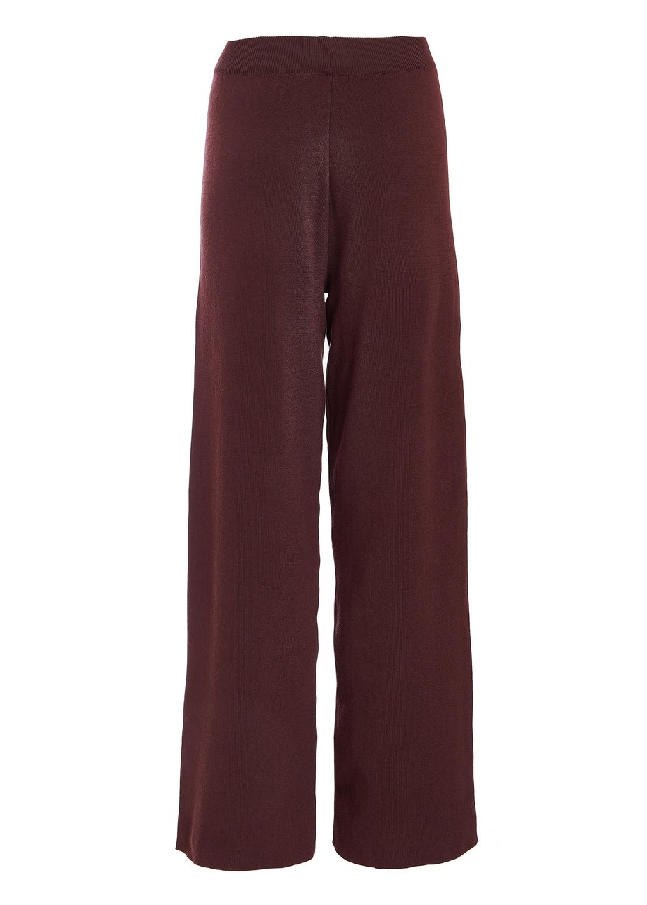 Quiz Brown Knit Wide Leg Trousers