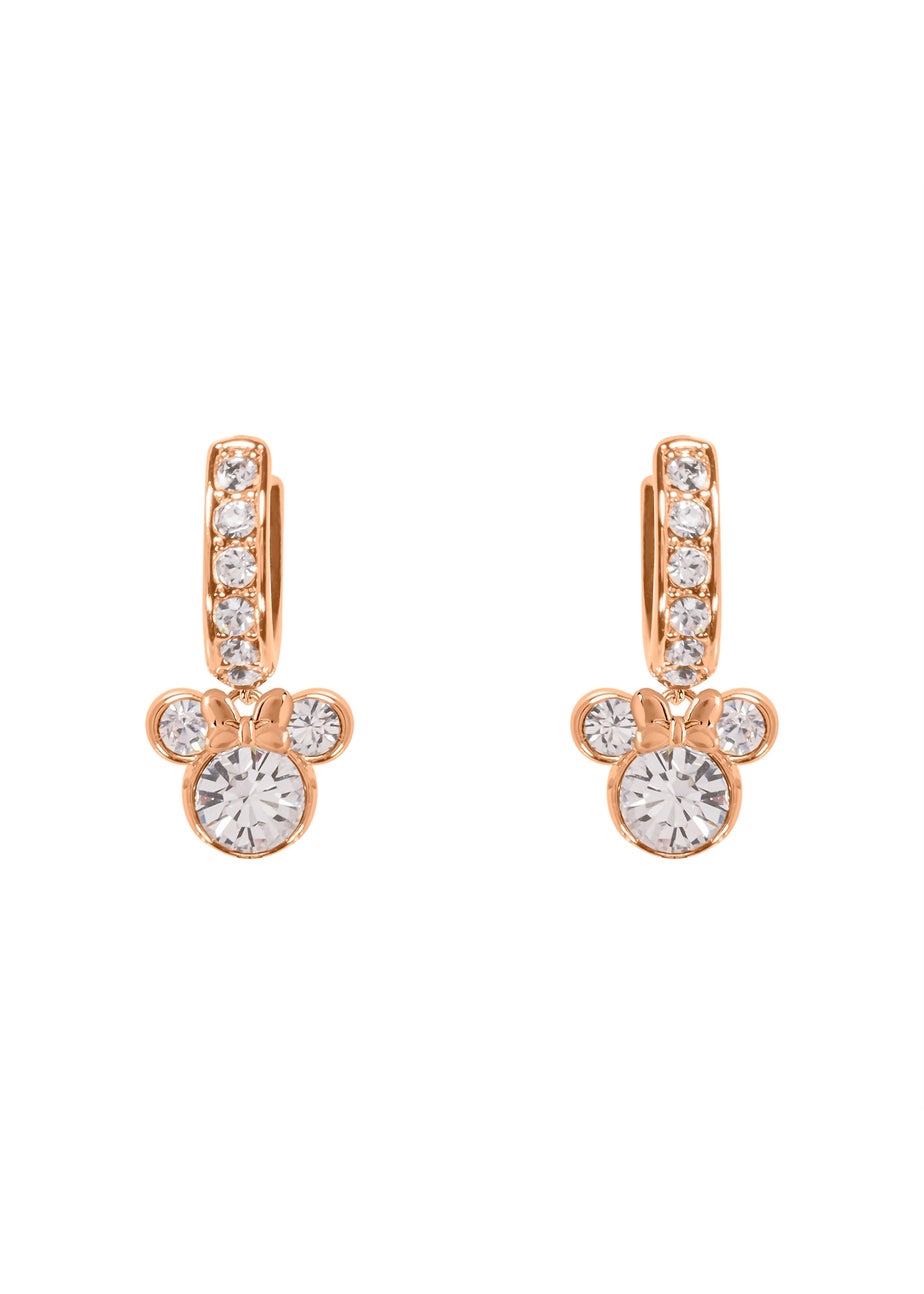 Disney Minnie Mouse Rose Gold Plated Crystal Hoop Earrings & Necklace Set