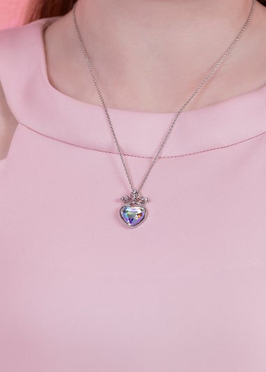 Disney Princess Silver Heart Stone & Crystal Pendant Necklace
