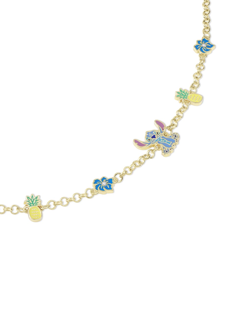 Disney Stitch Pineapple & Flower Gold Bracelet