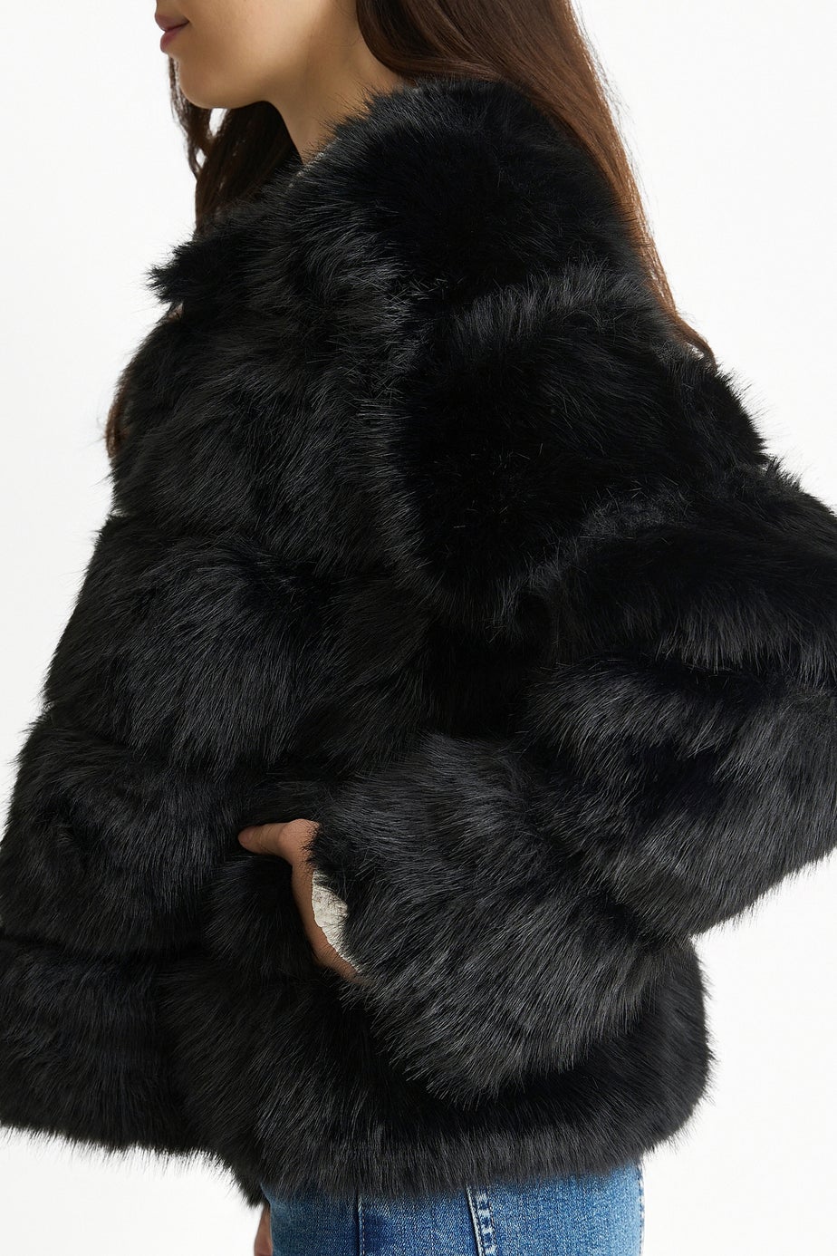 Gini London Black Soft Touch Fur Jacket