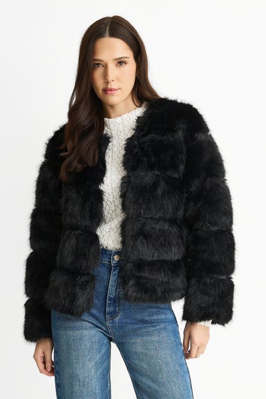 Gini London Black Soft Touch Fur Jacket