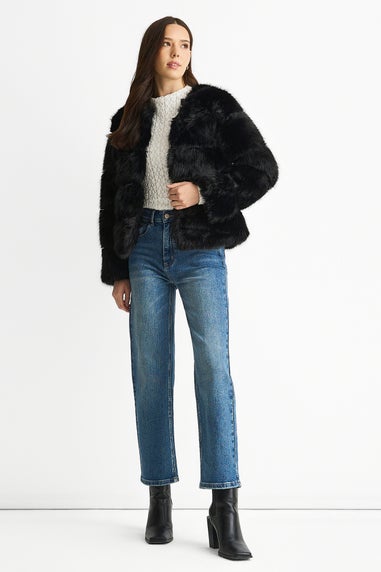 Gini London Black Soft Touch Fur Jacket