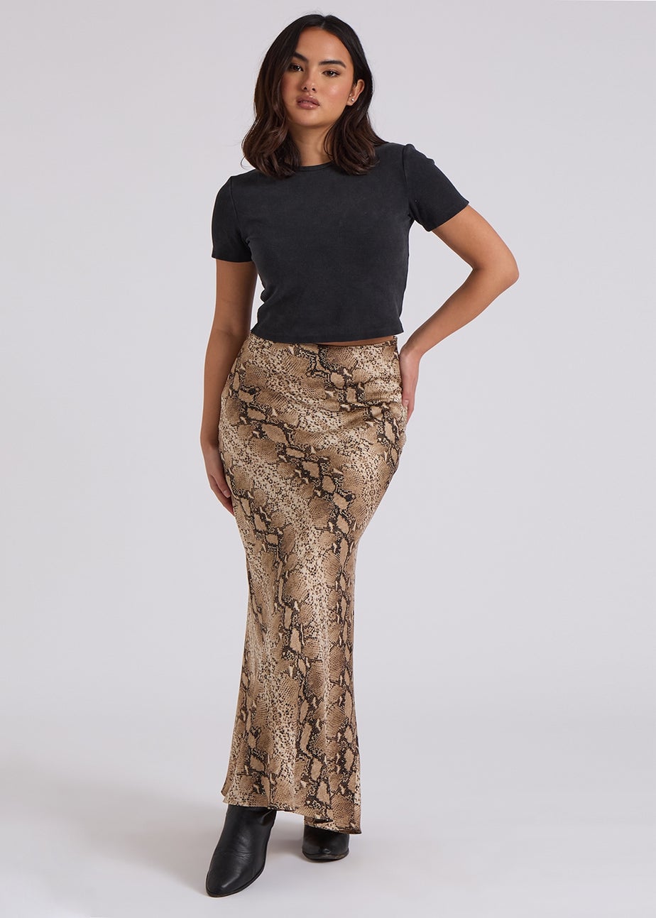 Urban Bliss Brown Snake Bias Cut Skirt