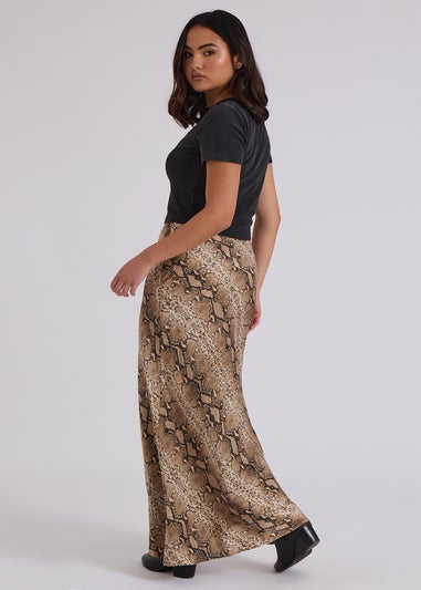 Urban Bliss Brown Snake Bias Cut Skirt
