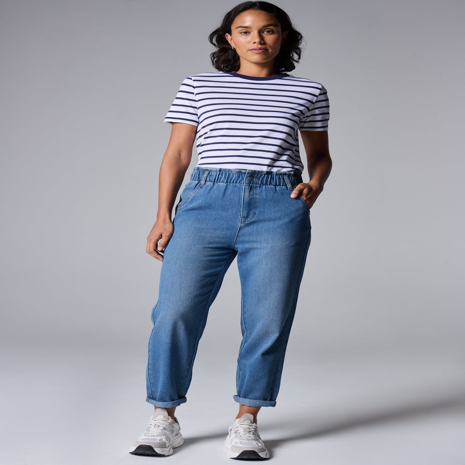 Mid Wash Paperbag Jeans