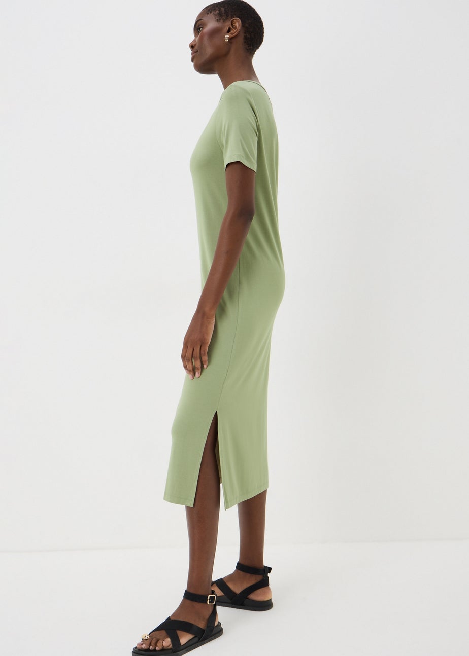 Sage Green T-Shirt Midi Dress