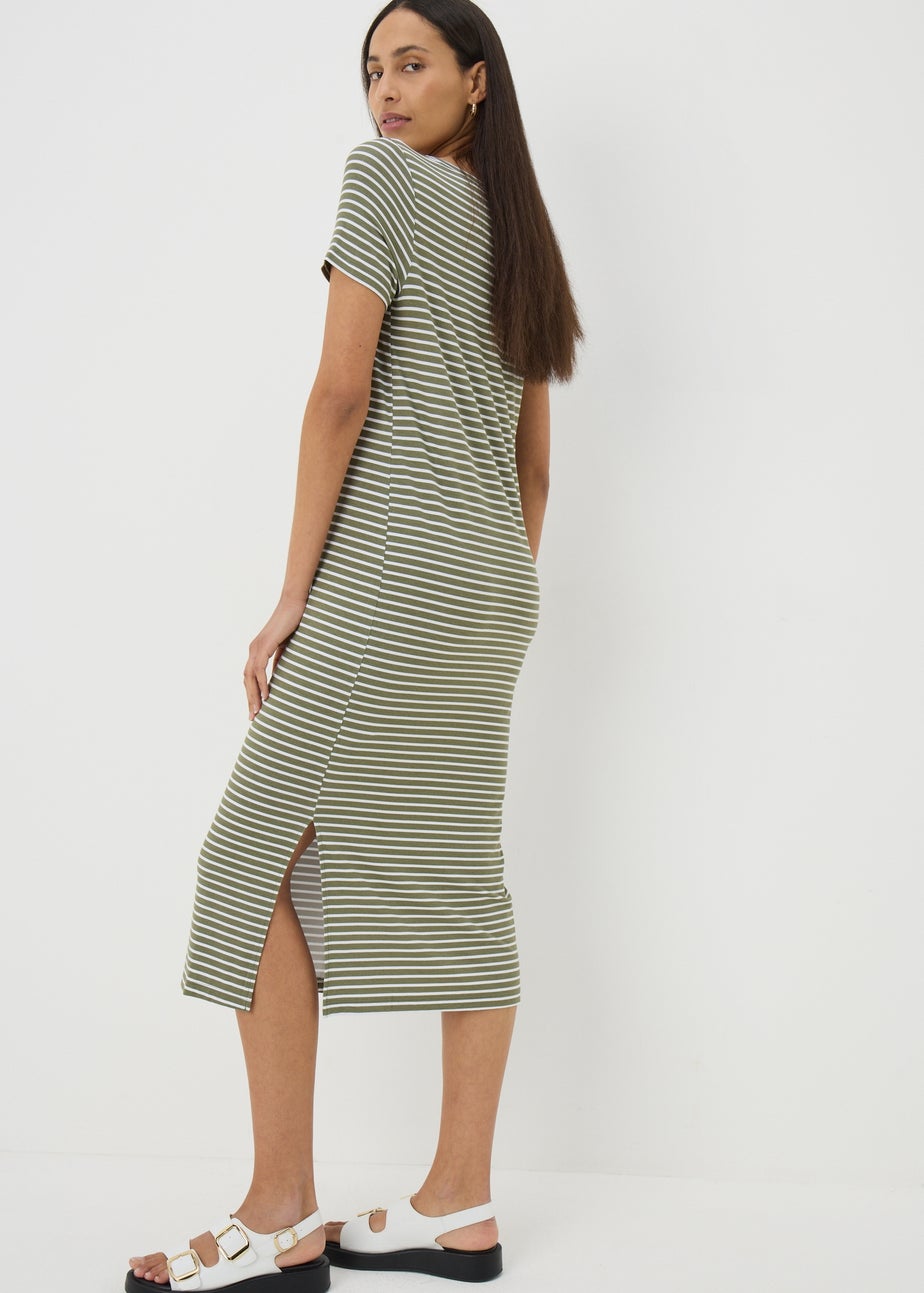 Green Stripe T-Shirt Dress