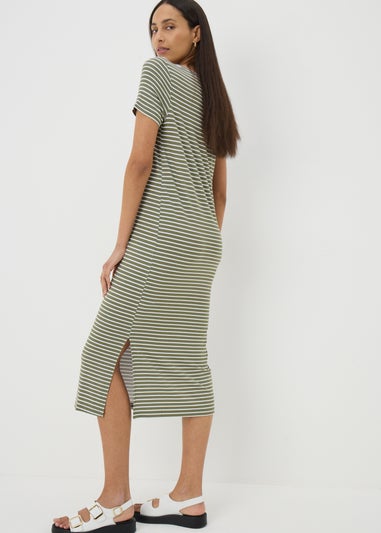 Green Stripe T-Shirt Dress