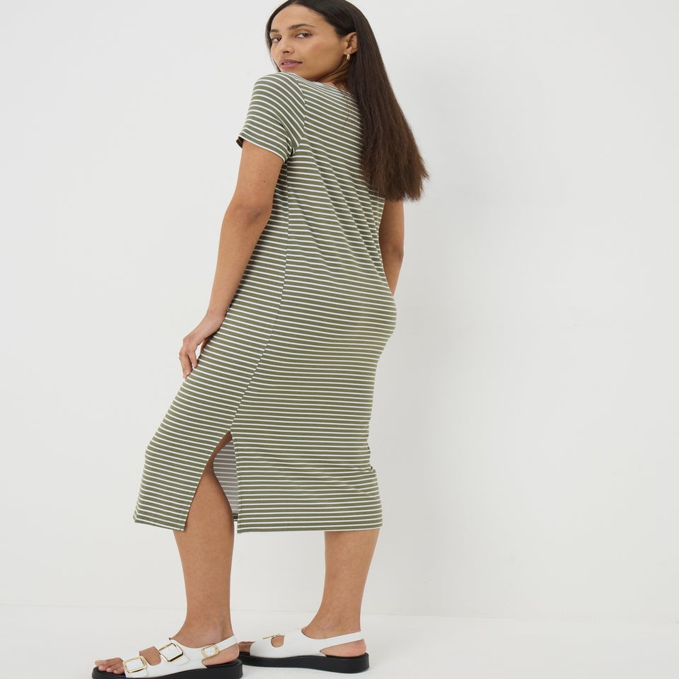 Green Stripe T-Shirt Dress