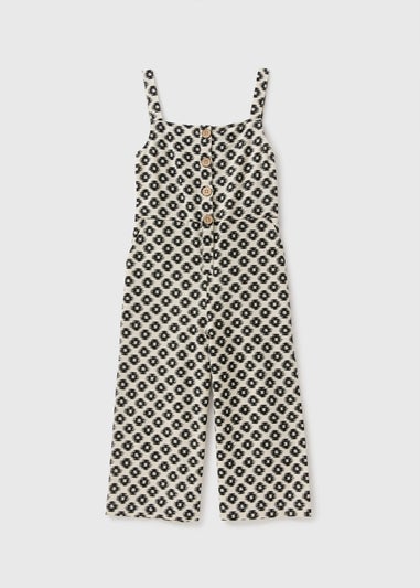 Girls Black Monochrome Jumpsuit (7-15yrs)