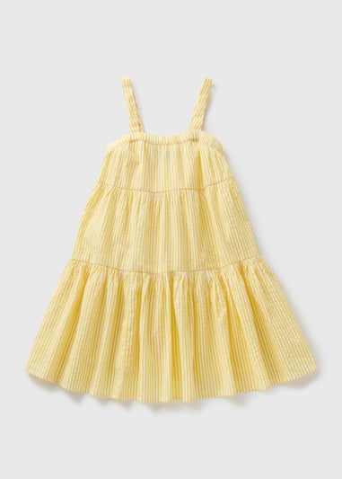 Girls Yellow Stripe Seersucker Dress (7-15yrs)