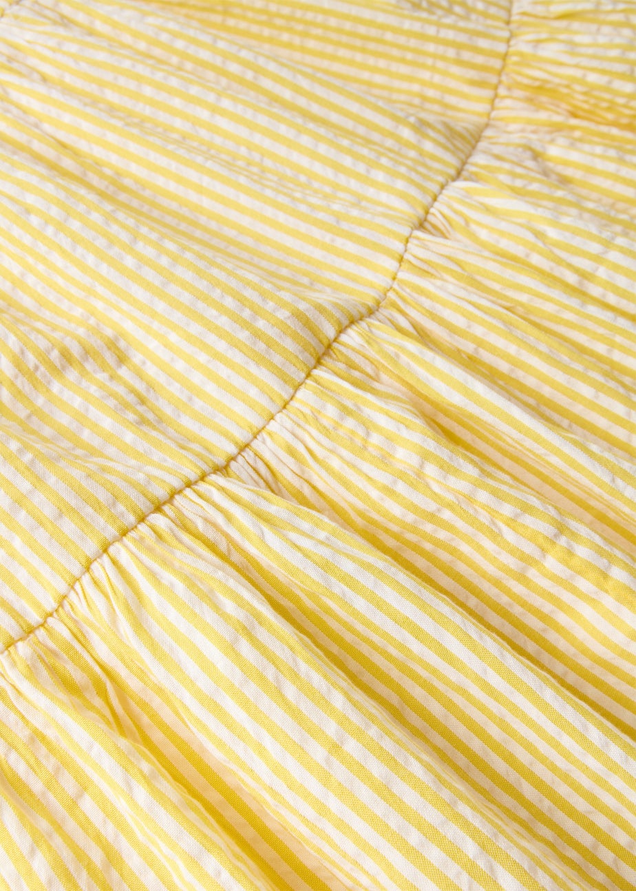 Girls Yellow Stripe Seersucker Dress (7-15yrs)