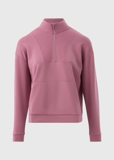 Souluxe Pink Ribbed Half Zip Sweatshirt
