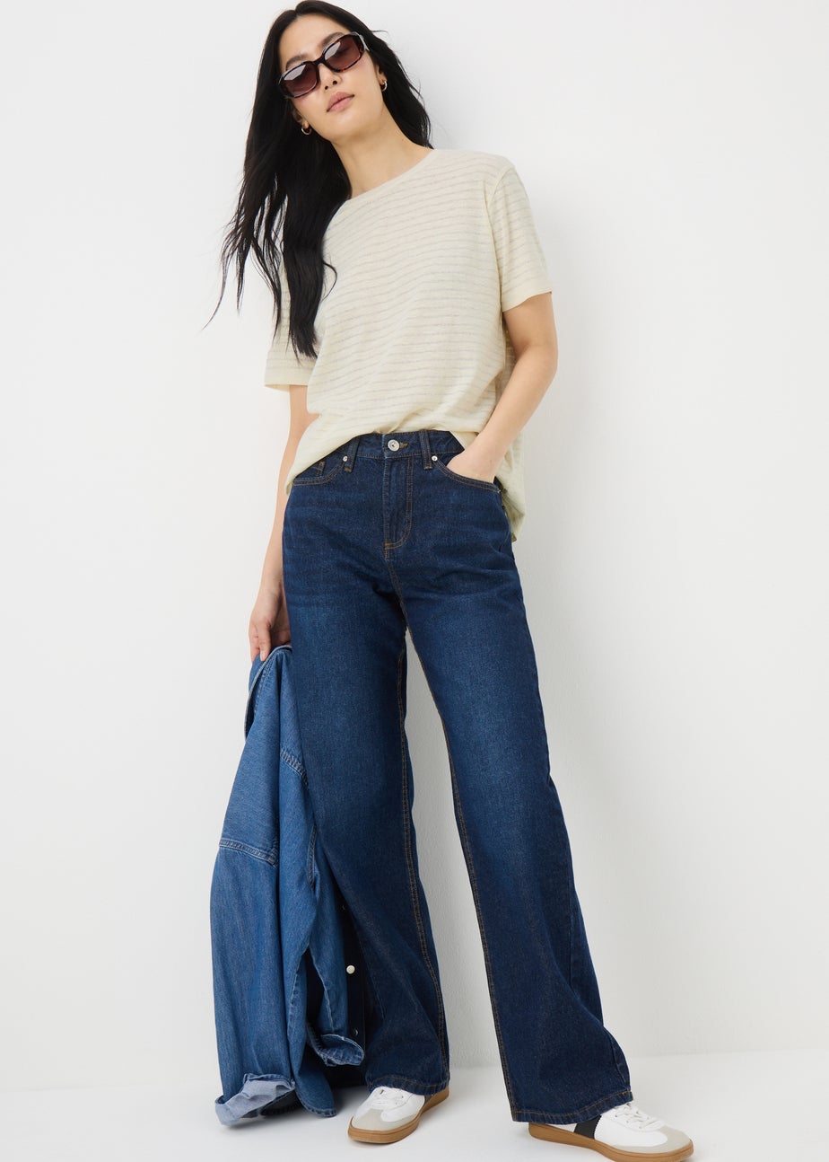 Cream Burnout Stripe T-Shirt